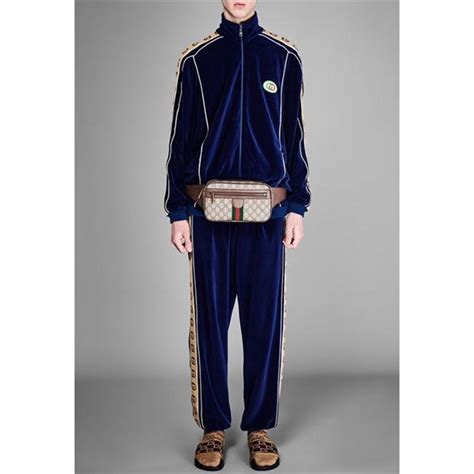 dark blue velour gucci sweatsuit